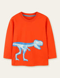 Glowing Dinosaur Printed Long Sleeve T-shirt - CCMOM