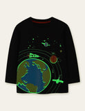 Glowing Space Astronaut Printed Long Sleeve T-shirt