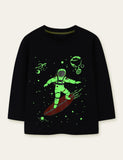 Glowing Space Astronaut Printed Long Sleeve T-shirt - CCMOM