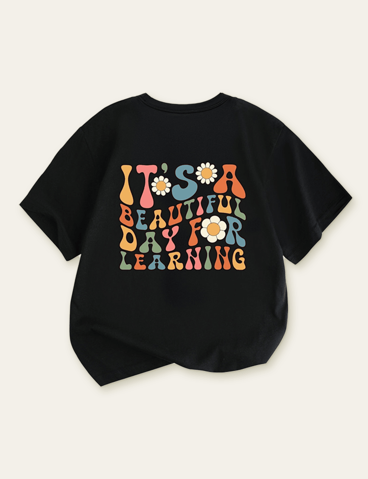 Kids Colorful Letter Printed First Day Of School T-shirt - CCMOM