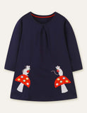 Mouse Mushroom Appliqué Embroidered Dress - CCMOM
