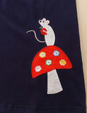 Mouse Mushroom Appliqué Embroidered Dress - CCMOM