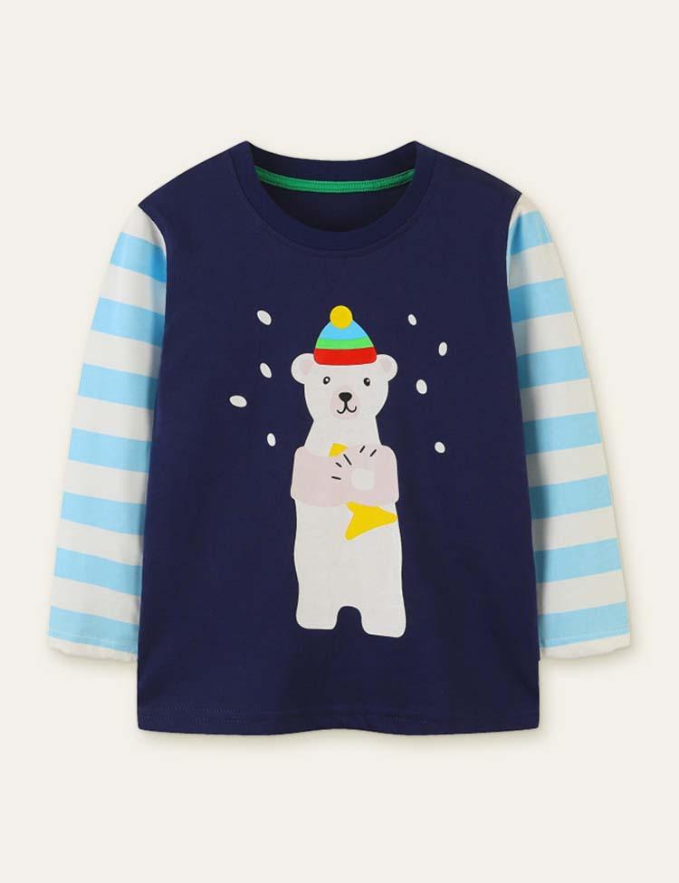 Polar Bear Printed Long-Sleeved T-shirt - CCMOM