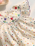 Polka Dot Tulip Embroidered Dress - CCMOM