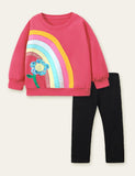 Rainbow Flower Appliqu¨¦ Sweatshirt Set