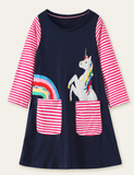 Rainbow Unicorn Appliqué Dress - CCMOM