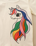 Rainbow Unicorn Printed Long-Sleeve T-shirt - CCMOM