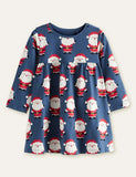 Santa Claus Full Printed Long Sleeve Dress - CCMOM