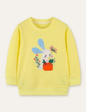 Shy Rabbit Appliqué Carrot Embroidered Sweatshirt - CCMOM