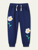 Small Flower Appliqu¨¦ Sports Pants - CCMOM