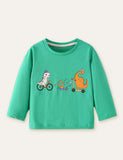 Three Dinosaur Printed Long-Sleeved T-shirt - CCMOM