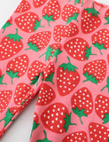 Toddler Girl Strawberry Full Printed Short Sleeves 100% Cotton Splice Dress - CCMOM