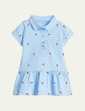 Toddler Girl Strawberry Polka Dot Lapel Collar Polo Dress - CCMOM