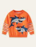 Toddler Sunglasses Shark Cartoon Pull Over Sweater - CCMOM