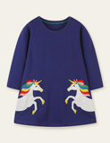 Unicorn Appliqué Embroidered Dress