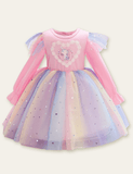 Unicorn Rainbow Sequin Gauze Princess Dress - CCMOM