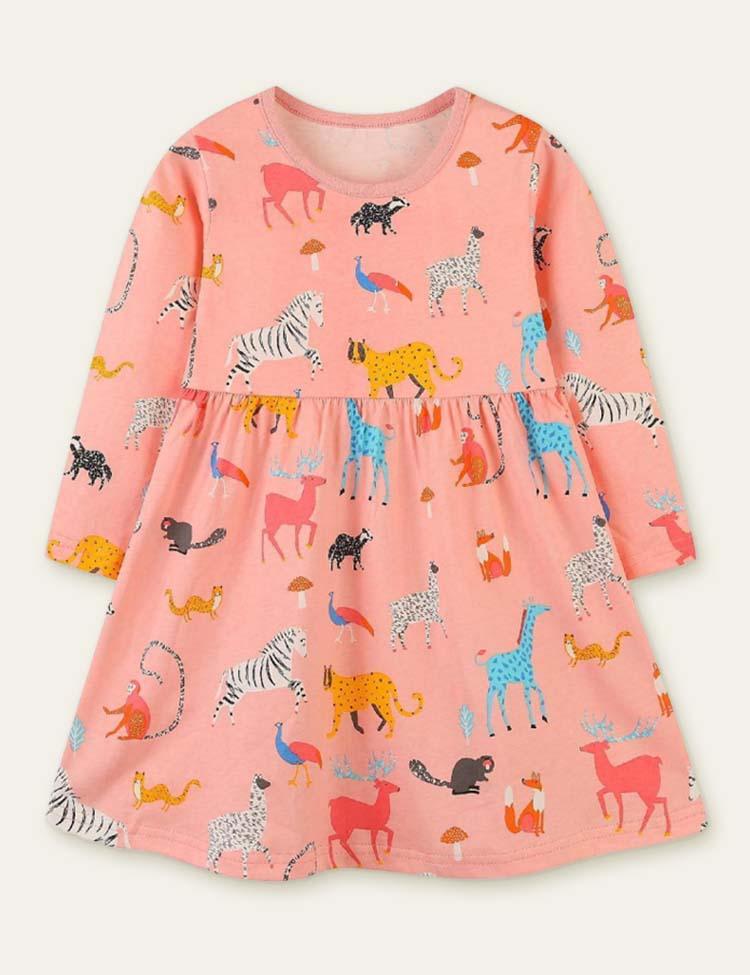 Zoo Printed Long Sleeve Dress - CCMOM
