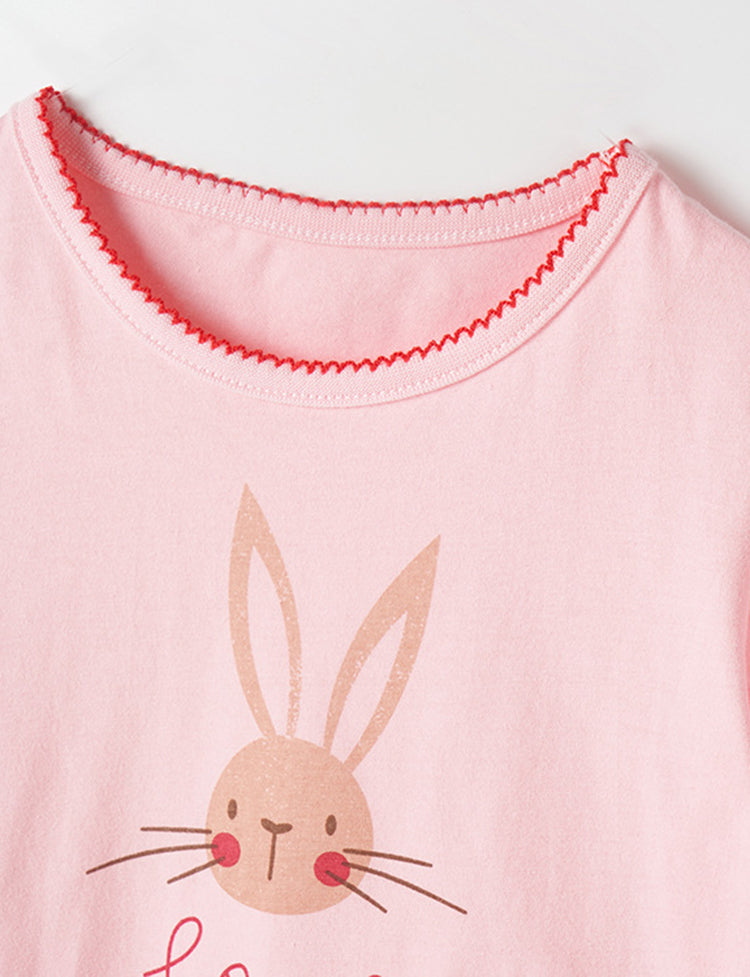 Pink Rabbit Lace Stitch T-shirt