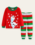 Christmas Cartoon Dinosaur Snowman Printed Pajamas