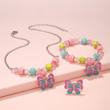 Candy Color Cartoon Girl Handmade Beaded Bracelet Butterfly Necklace
