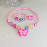 Butterfly children's three-piece necklace accessories