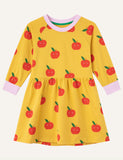 Children's Apple Print Long Sleeve Dress