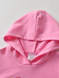 Spring and Autumn Girls' Long-Sleeved Cartoon Pink Hooded Sweater Children's Pony Sweater