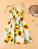 2Pcs Family Matching Sunflower Short Sleeves Midi Dress Sets - CCMOM