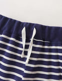 2pcs Toddler Boy Sailboat Embroidered Tee & Stripe Drawstring Shorts Set - CCMOM