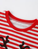 Toddler Christmas Elk Appliqué Striped Long Sleeve T-shirt
