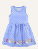 Girl Cute Animal Embroidered Patch Dress