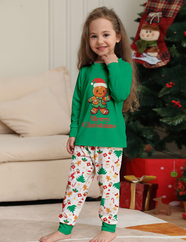 Christmas Cartoon Gingerbread Man Cute Printed Family Matchting Pajamas