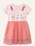 Rabbit Printed Short Sleeve Dress