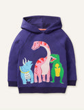 Dinosaur Animal Affixed Cloth Embroidered Hoodie