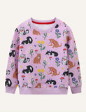 Girls' cartoon animal flower print jumper