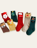 Santa Christmas Tree Cartoon Socks