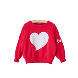 Girls T-shirt with Long Sleeves Hoodie Cute Big Peach Heart Print Fashion