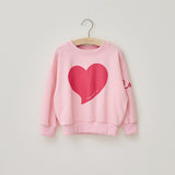 Girls T-shirt with Long Sleeves Hoodie Cute Big Peach Heart Print Fashion