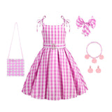 Barbie Party Suit Suspender Plaid Dress