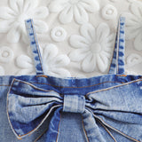 Girls' Denim Suit Two-Piece Set of Suspenders and Short Skirts