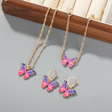 Children's Retro Artistic Double-Layer Colorized Butterfly Necklace
