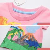 Dinosaur Cartoon Printed Short-Sleeve T-shirt
