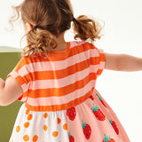 Girls' Strawberry Print Short Sleeve Dress