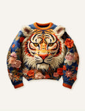 Unisex Adult & Kid Tiger Creative Embroidery Design Sweater