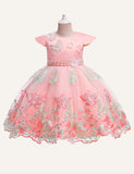 Girl lace butterfly embroidered evening gown party dress