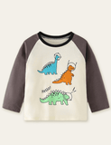 Alien Dinosaur Printed Long-Sleeved T-shirt - CCMOM