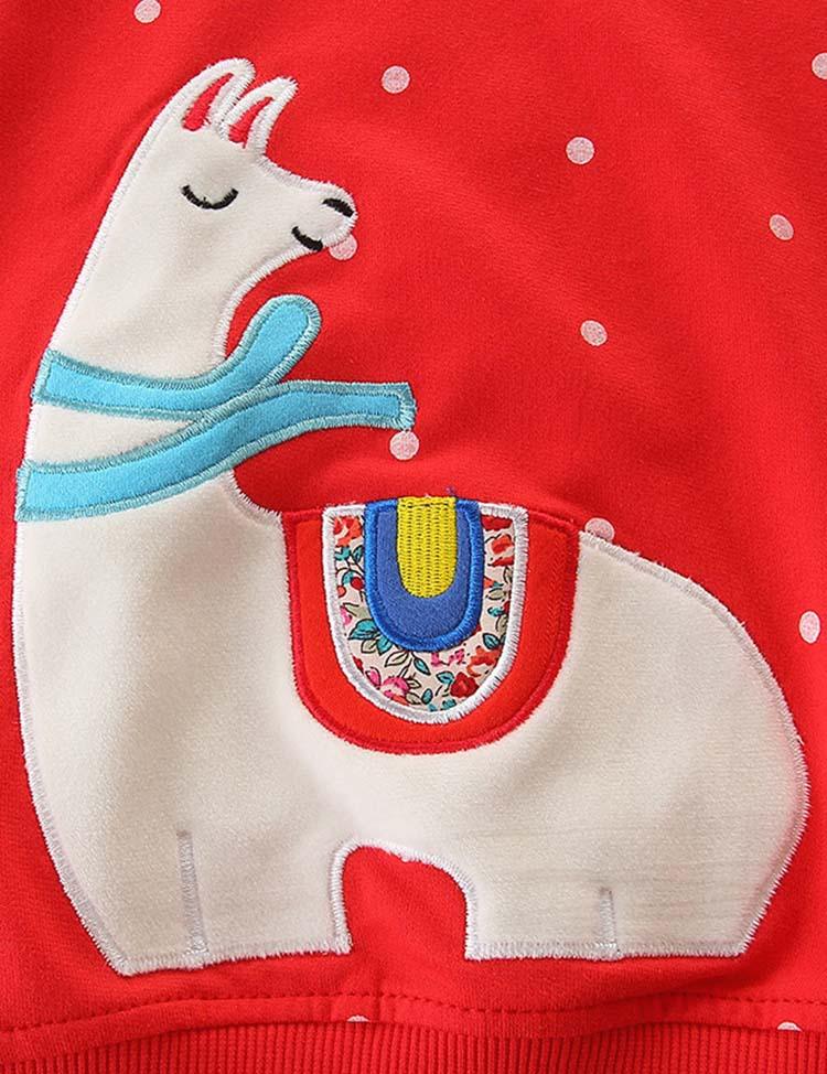 Alpaca Appliqué Polka Dot Sweatshirt - CCMOM