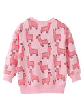 Alpaca Floral Print Long Sleeve Pullover - CCMOM