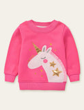 Animal Unicorn Appliqué Embroidered Sweatshirt - CCMOM