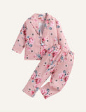 Girls' Pink Floral Suit Western Style Suit Jacket Trousers